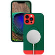 Husa Armor Design, Vivimall, pentru Apple iPhone 12, cu Stand, Suport Auto Magnetic, Wireless Charge, Verde/Rosu - vivimall.ro