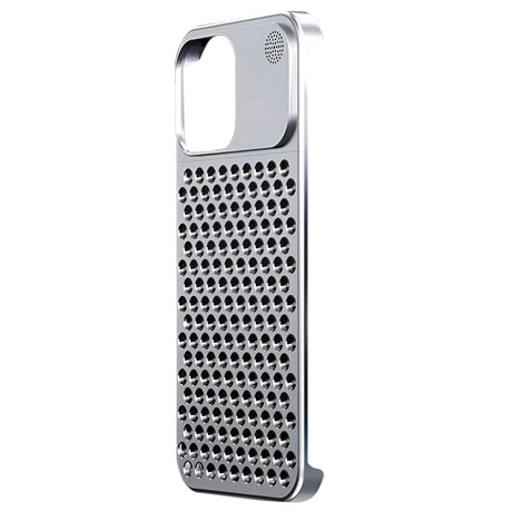 Husa Aromaterapia Compatibila cu iPhone 15 Pro, Vivimall, Antisoc, Antizgariere, Protectie Camera si Supraincalzire, din Aliaj de Aluminiu, Argintiu - vivimall.ro