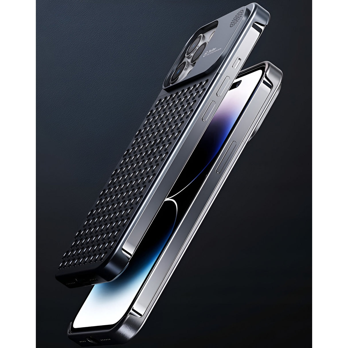 Husă iPhone 15 Pro cu inserție aromaterapie pe spate, detaliu secțiune parfum