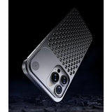 Husă aluminiu iPhone 15 Pro gri, interior cauciuc protector pentru cadrul telefonului