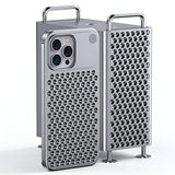 Husă metalică iPhone 15 Pro Max cu protecție cameră, vedere din unghi posterior dreapta