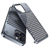 Husa Aromaterapia Compatibila cu iPhone 15 Pro Max, Vivimall, Antisoc, Antizgariere, Protectie Camera si Supraincalzire, din Aliaj de Aluminiu, Gri - vivimall.ro