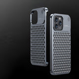Husa Aromaterapia Compatibila cu iPhone 15 Pro Max, Vivimall, Antisoc, Antizgariere, Protectie Camera si Supraincalzire, din Aliaj de Aluminiu, Gri - vivimall.ro