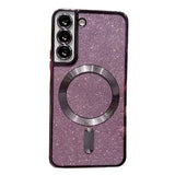 Husă Samsung Galaxy S23 Ultra 2 în 1 Glitter Chrome Magsafe mov, vedere frontală cu protecție lentilă