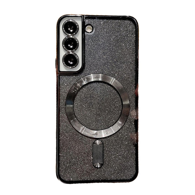 Husă Samsung Galaxy S24 Glitter Chrome MagSafe din TPU, culoare negru, vedere frontală spate
