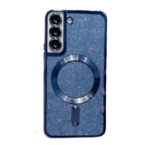 Husă Samsung Galaxy S24+ Glitter Chrome MagSafe albastru marin, vedere frontală, model TPU cu protecție lentilă