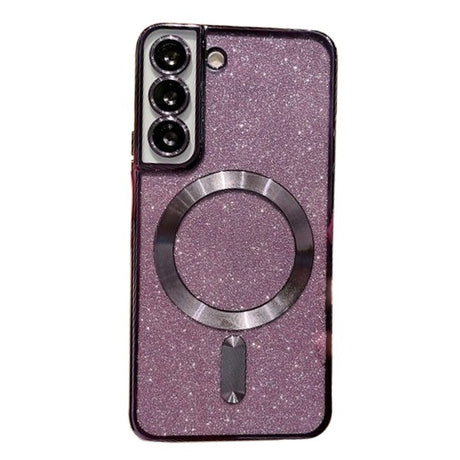 Husă Samsung Galaxy S24 Ultra 2 în 1 Glitter Chrome MagSafe mov, vedere frontală, design iridescent TPU