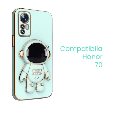 Husa de Protectie 2 in 1, Vivimall, Husa de Protectie pentru Honor 70, Model Astronaut, Husa cu Suport, din TPU, Verde - vivimall.ro