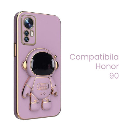 Husa de Protectie 2 in 1, Vivimall, Husa de Protectie pentru Honor 90, Model Astronaut, Husa cu Suport, din TPU, Mov - vivimall.ro