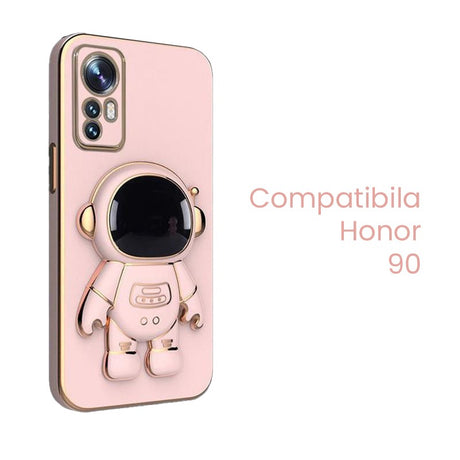 Husa de Protectie 2 in 1, Vivimall, Husa de Protectie pentru Honor 90, Model Astronaut, Husa cu Suport, din TPU, Roz - vivimall.ro