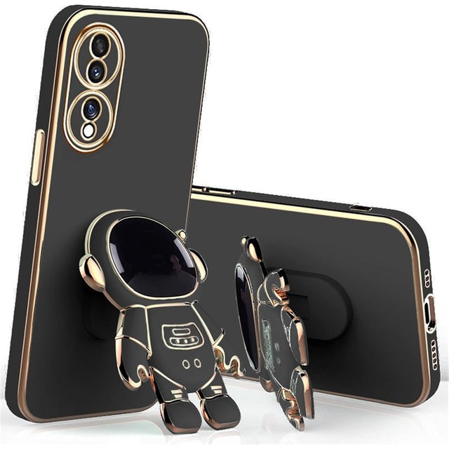 Husă telefon 2în1 TPU pentru Huawei P60 Pro cu suport tip astronaut integrat, culoare negru, vedere frontală