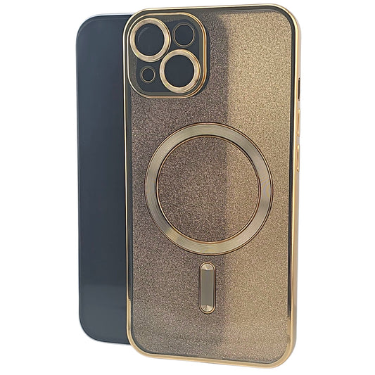 Husa de Protectie 2 in 1, Vivimall, pentru Apple iPhone 14, Compatibila MagSafe, Magnetica, cu Protectie Lentila, din TPU, Auriu - vivimall.ro