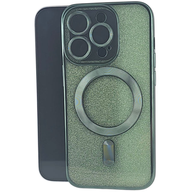 Husa de Protectie 2 in 1, Vivimall, pentru Apple iPhone 15 Pro, Compatibila MagSafe, Magnetica, cu Protectie Lentila, din TPU, Verde - vivimall.ro