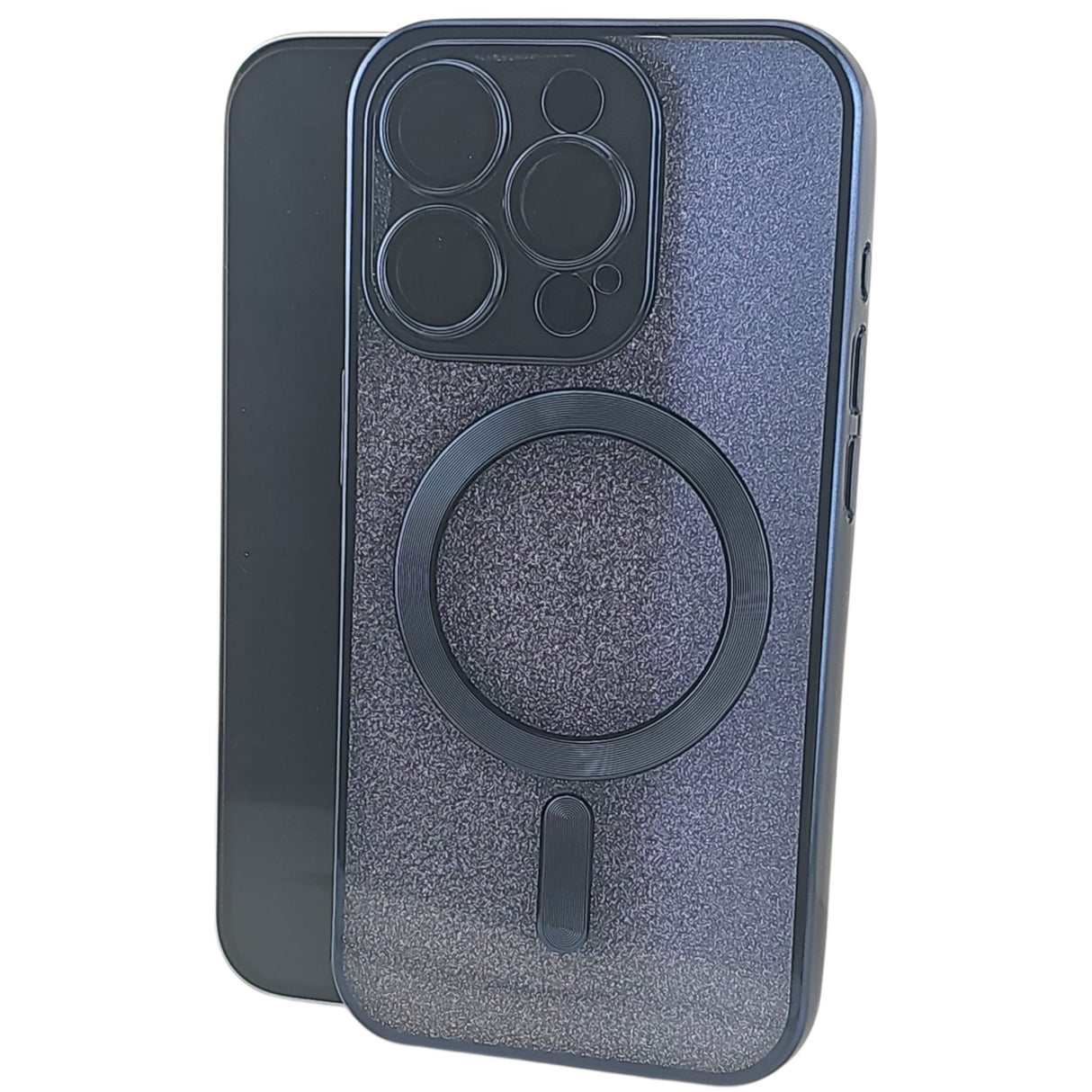 Husă iPhone 15 Pro 2 în 1 MagSafe, TPU Albastru Marin, vedere frontală cu protecție lentilă