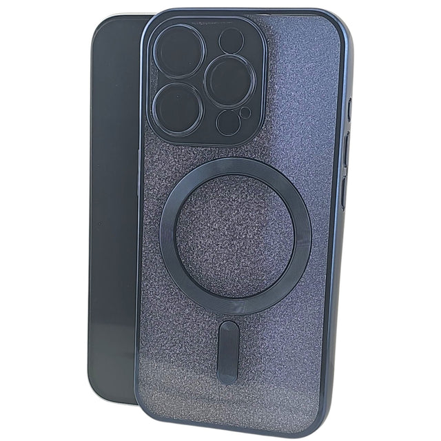 Husă iPhone 15 Pro 2 în 1 MagSafe, TPU Albastru Marin, vedere frontală cu protecție lentilă