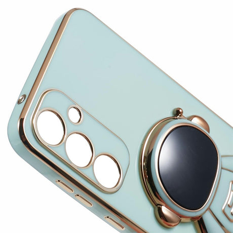 Husa Telefon 2in1, Vivimall, Compatibila Samsung Galaxy S21 FE, Carcasa TPU cu Suport Inclus Tip Astronaut, Protectie Camere, Verde - vivimall.ro
