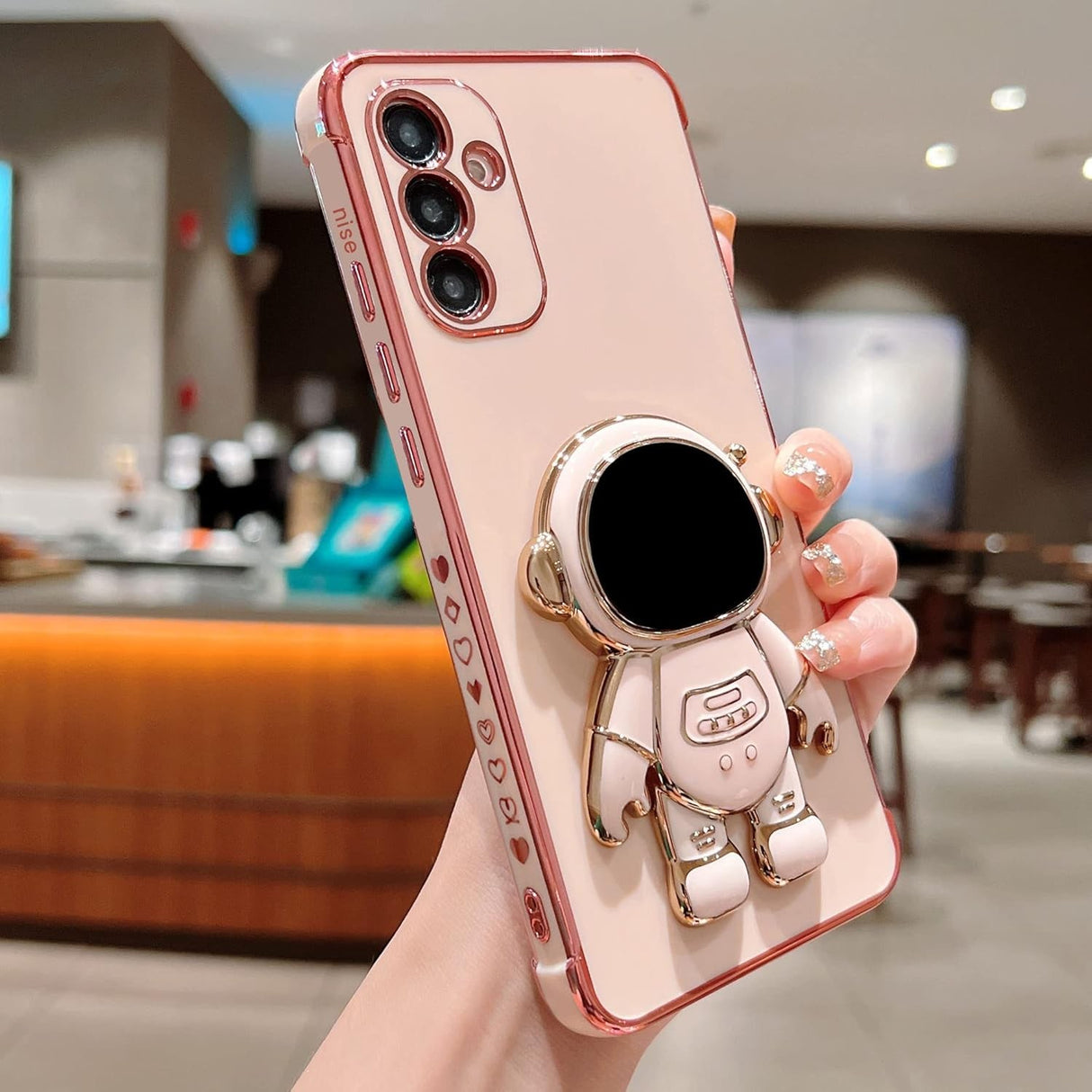 Husa Telefon 2in1, Vivimall, Compatibila Samsung Galaxy S23 Ultra, Carcasa TPU cu Suport Inclus Tip Astronaut, Protectie Camere, Roz - vivimall.ro
