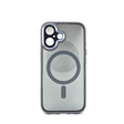 Husă iPhone 16 Plus MagSafe TPU/PC gri transparent, vedere frontală cu decupaje precise