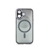 Husă iPhone 16 Plus MagSafe TPU/PC gri transparent, vedere frontală cu decupaje precise