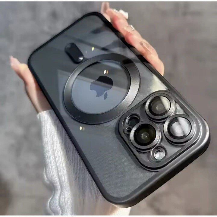 Carcasă iPhone 16 Pro TPU/PC gri, vedere laterală cu decupaje precise pentru butoane și porturi