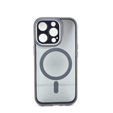 Husă iPhone 16 Pro MagSafe din TPU/PC gri, vedere frontală, protecție cameră și colțuri antisoc