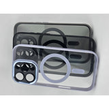 Detaliu magnet MagSafe integrat în husă iPhone 16 Pro Max mov transparent
