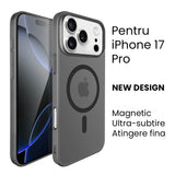 Husă iPhone 17 Pro neagră din PC, compatibilă MagSafe, profil slim, vedere laterală