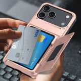 Husă de protecție iPhone 17 Pro Max Rose Gold, detaliu slot carduri și suprafață anti-alunecare