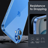 Husă antisoc transparentă iPhone 16 Plus aplicată pe telefon, vedere laterală profil subțire