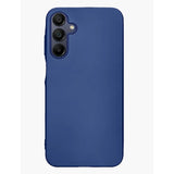 Husă Samsung Galaxy A15 TPU mat albastru, detaliu buză ridicată pentru protecția obiectivelor foto