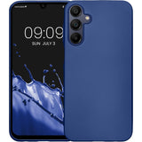 Husă TPU mat albastru Samsung Galaxy A15, detaliu decupaje precise pentru butoane și porturi