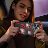 Husa de Protectie Compatibila iPhone 15 Pro, cu Suport Metalic pentru Camera, Armor Protective Series, Vivimall, Antisoc, Protectie de Metal pe Margini, Model Paianjen, Negru Rosu - vivimall.ro