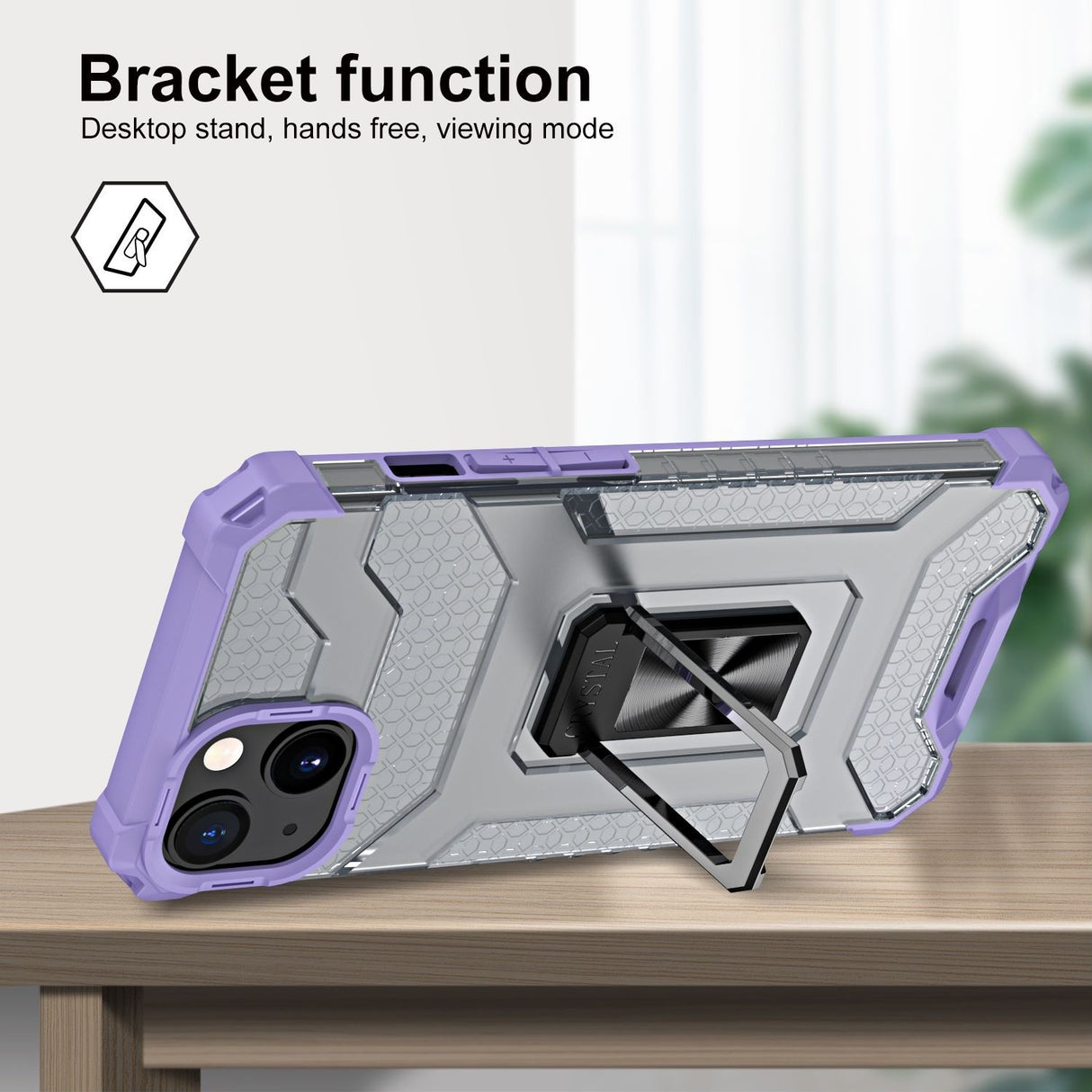 Husa de protectie Flippy compatibila cu Apple iPhone 13 Acrylic Armor cu suport Mov - vivimall.ro