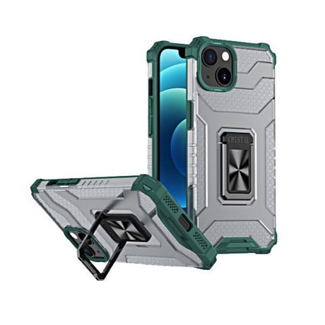 Husa de protectie Flippy compatibila cu Apple iPhone 13 Acrylic Armor cu suport Verde Inchis - vivimall.ro