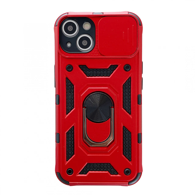 Husa de protectie Flippy compatibila cu Apple iPhone 13 Defender Model 4 cu suport,Rosu - vivimall.ro