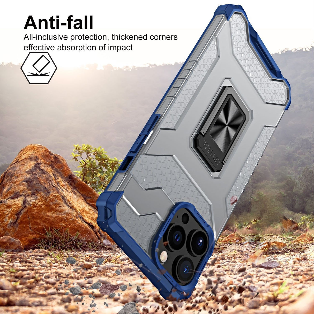 Husa de protectie Flippy compatibila cu Apple iPhone 13 Pro Acrylic Armor cu suport Albastru - vivimall.ro