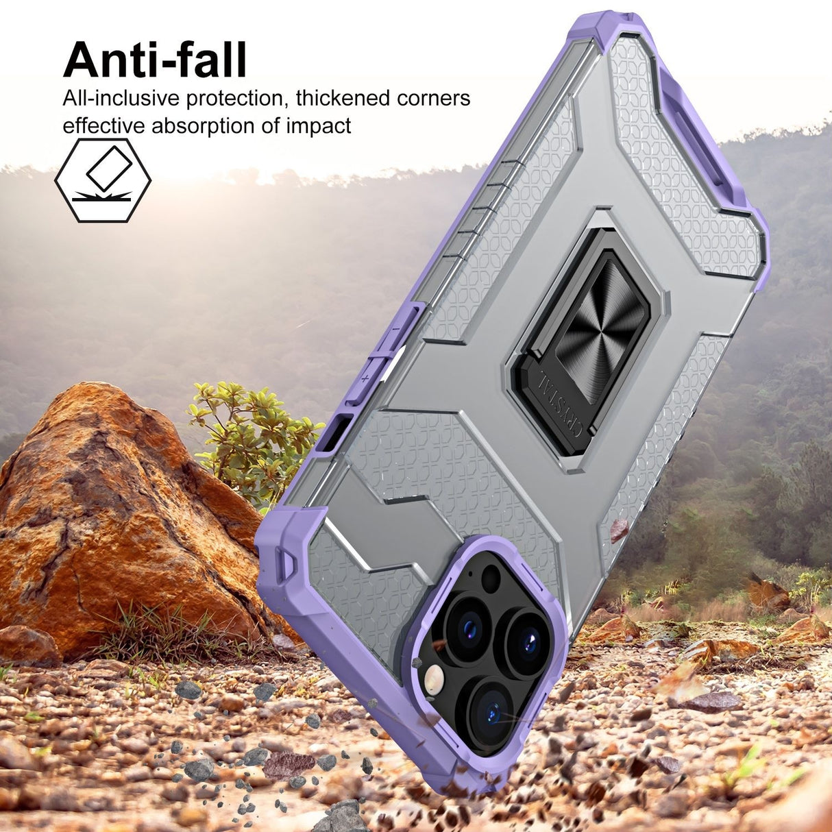 Husa de protectie Flippy compatibila cu Apple iPhone 13 Pro Acrylic Armor cu suport Mov - vivimall.ro