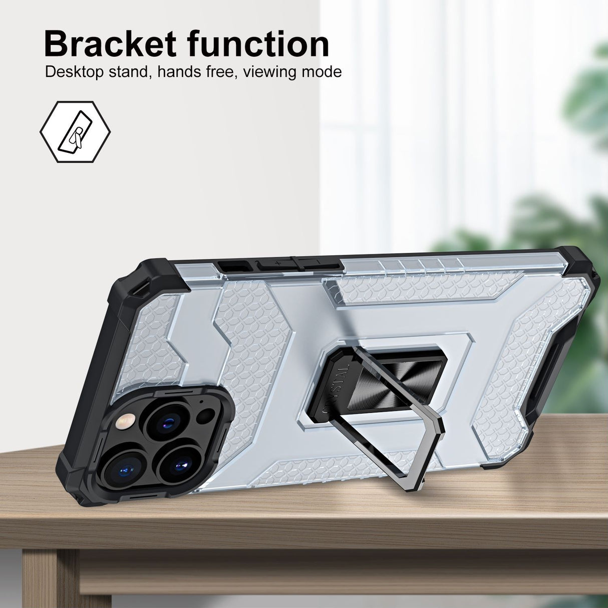 Husa de protectie Flippy compatibila cu Apple iPhone 13 Pro Acrylic Armor cu suport Negru - vivimall.ro