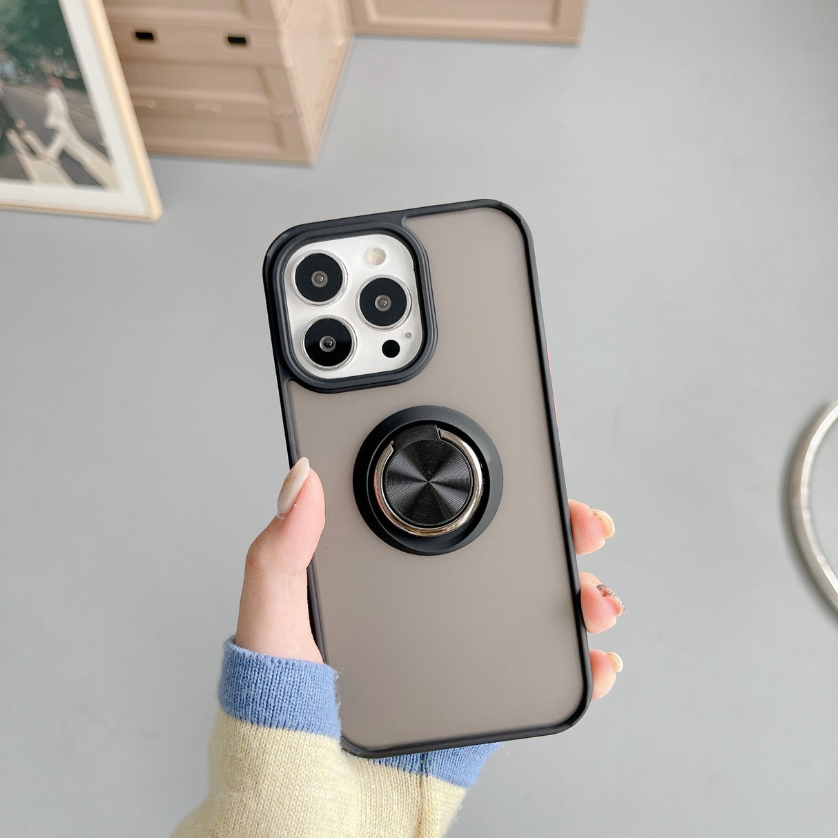 Husa de protectie Flippy compatibila cu Apple iPhone 13 Pro,Defender cu prindere inel,Negru - vivimall.ro