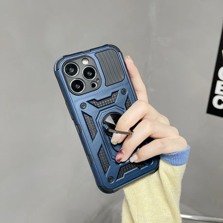 Husa de protectie Flippy compatibila cu Apple iPhone 13 Pro Defender Model 4 cu suport,Albastru - vivimall.ro