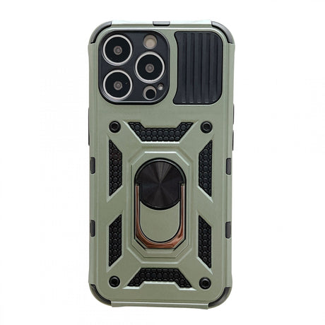 Husa de protectie Flippy compatibila cu Apple iPhone 13 Pro Defender Model 4 cu suport,Verde - vivimall.ro