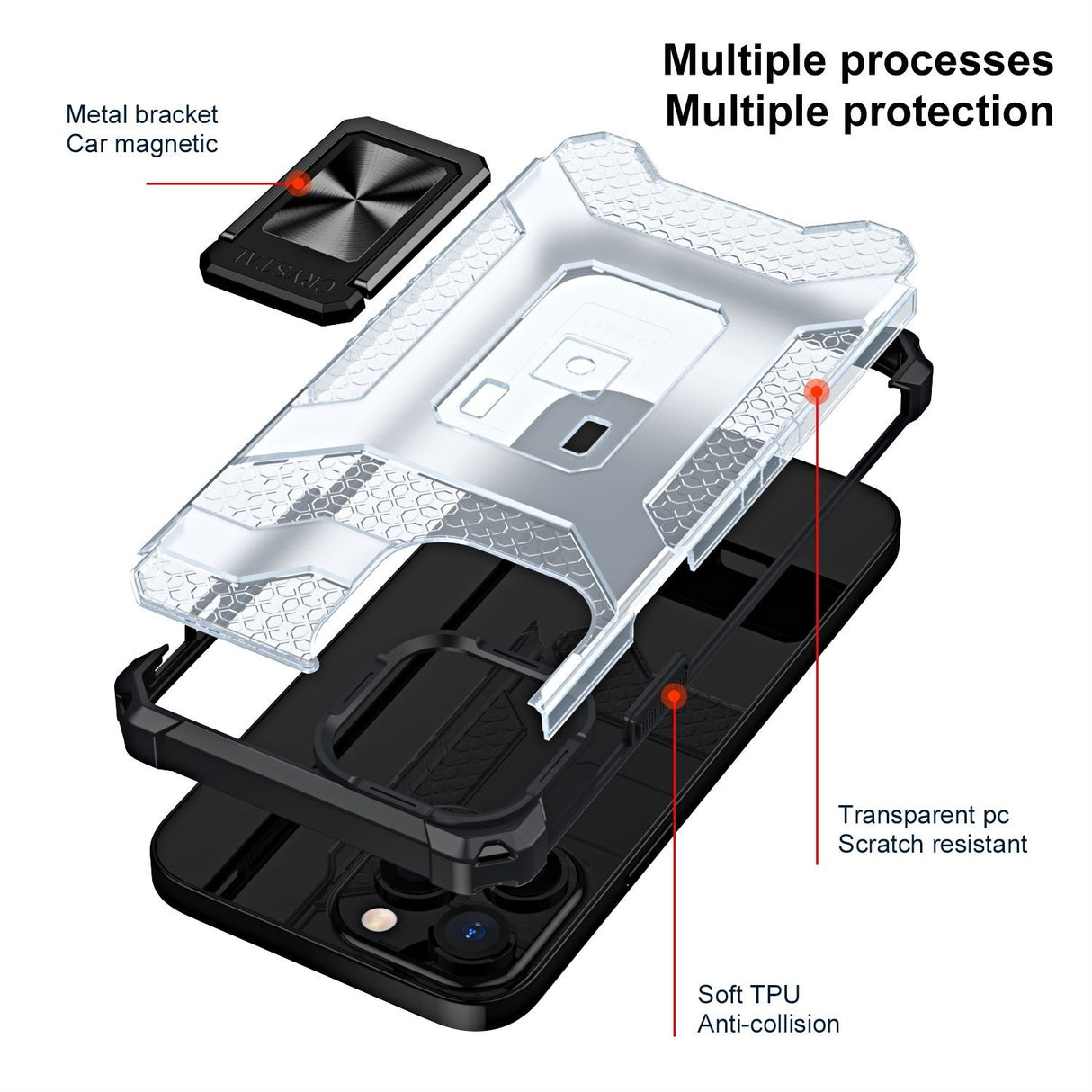 Husa de protectie Flippy compatibila cu Apple iPhone 13 Pro Max Acrylic Armor cu suport Negru - vivimall.ro