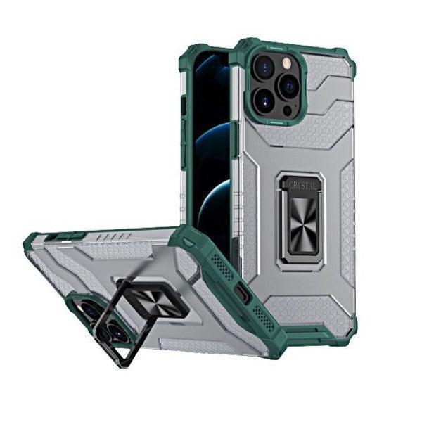 Husa de protectie Flippy compatibila cu Apple iPhone 13 Pro Max Acrylic Armor cu suport Verde Inchis - vivimall.ro