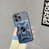 Husa de protectie Flippy compatibila cu Apple iPhone 13 Pro Max Defender Model 4 cu suport,Albastru - vivimall.ro