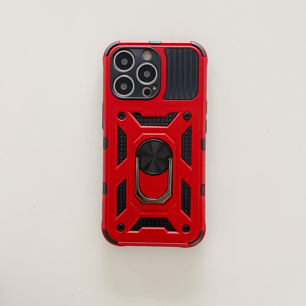 Husa de protectie, Flippy, compatibila cu Apple iPhone 13 Pro Max Defender, Model 4 cu suport, Rosu - vivimall.ro