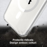 Husă iPhone 15 Pro MagSafe montată pe suport magnetic, demonstrație atașare rapidă