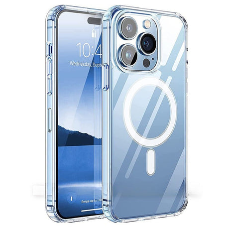 Husa de protectie Vivimall compatibila cu Apple iPhone 15 Pro Max, MagSafe Blister, gaura mare camera, transparenta - vivimall.ro