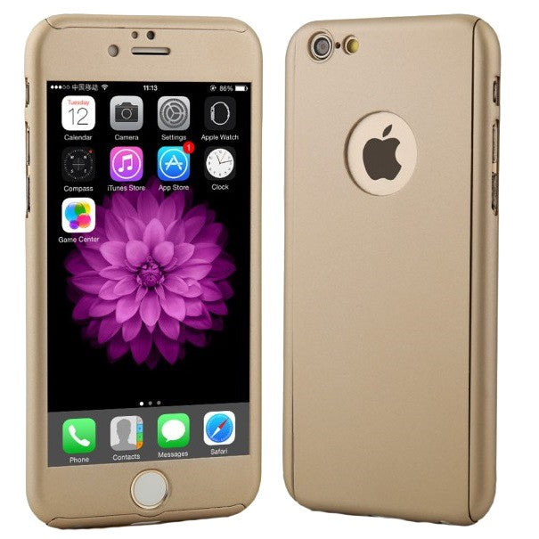 Husa de protectie Flippy compatibila cu Apple iPhone 7 Full Cover 360 Auriu + Folie de protectie - vivimall.ro