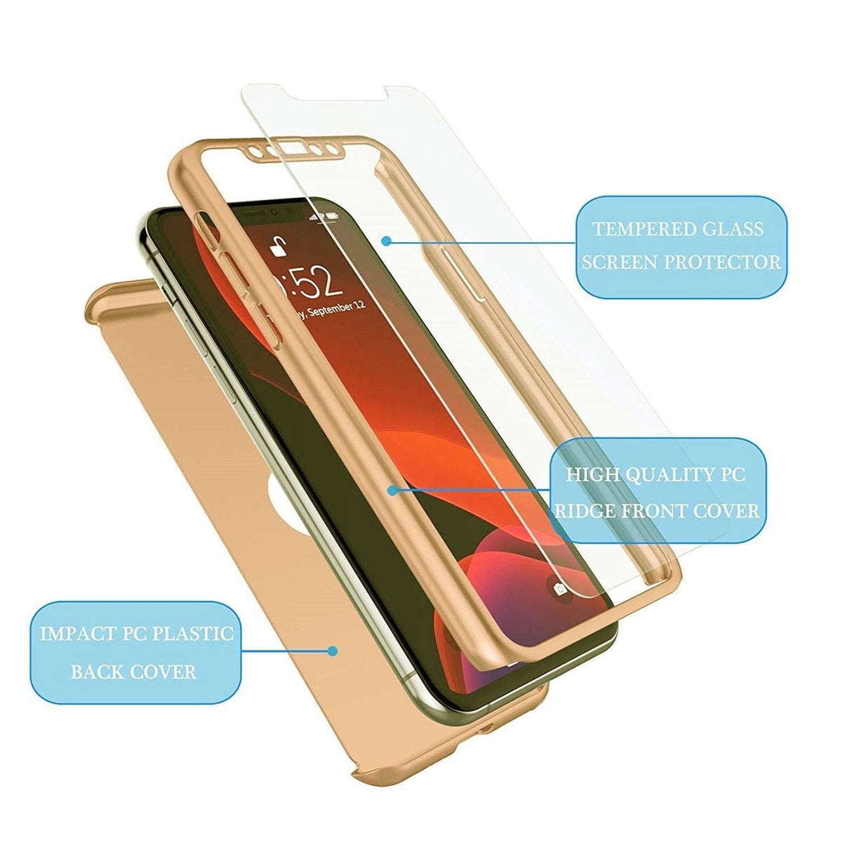 Husa de protectie Flippy compatibila cu Flippy Samsung A32 5G Full Cover 360 Auriu cu Folie de protectie inclusa - vivimall.ro