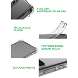 Husă antisoc Honor 70 transparentă, detaliu porturi și butoane accesibile, TPU ecologic durabil